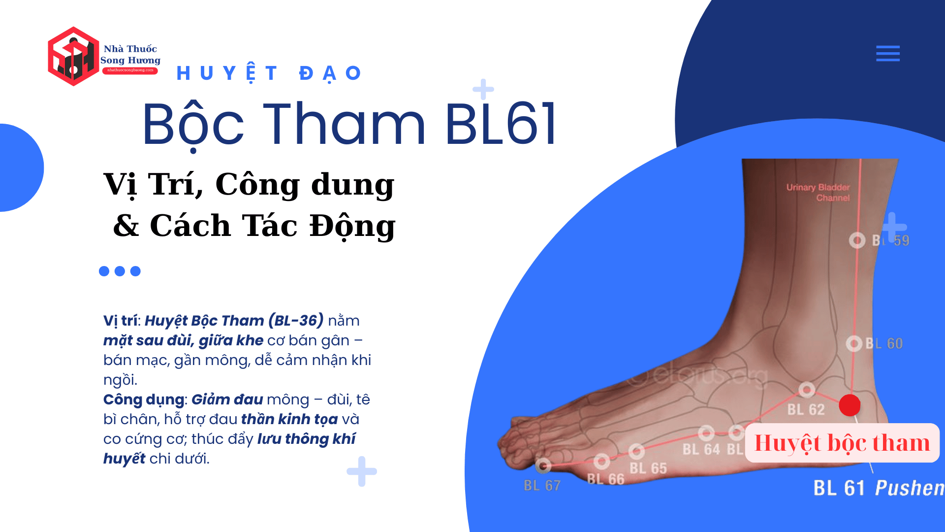 Huyệt Bộc Tham, vị trí công dụng phối huyệt và cách tác động
