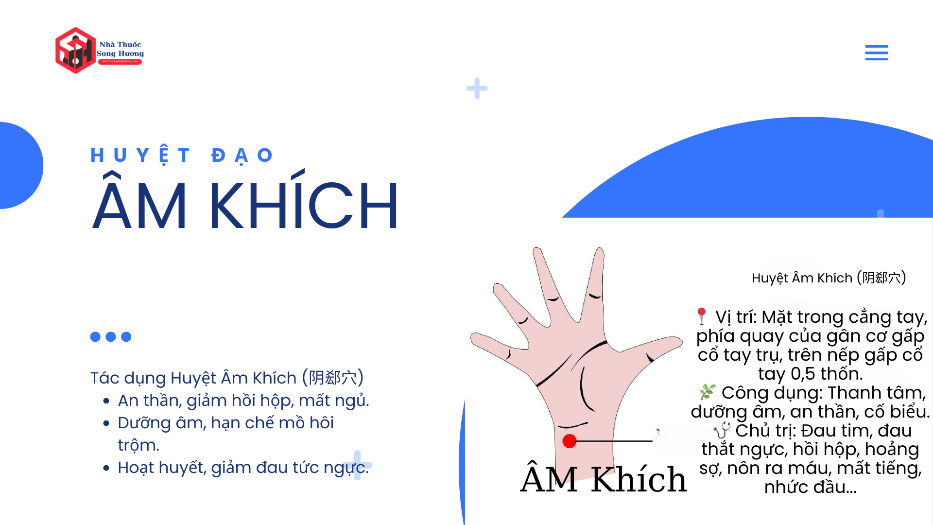 Huyệt âm khích có tác dụng an thần, dưỡng âm, hoạt huyết