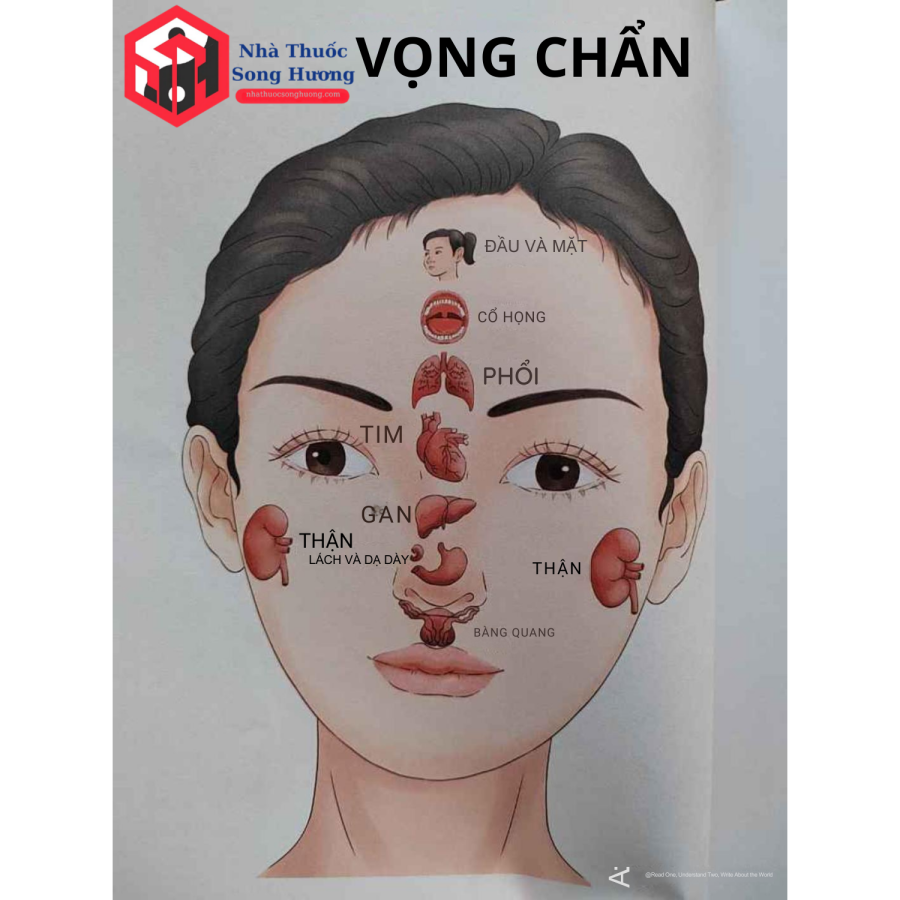 Thầy thuốc Đông y quan sát thần sắc và lưỡi bệnh nhân trong phòng khám ánh sáng tự nhiên.