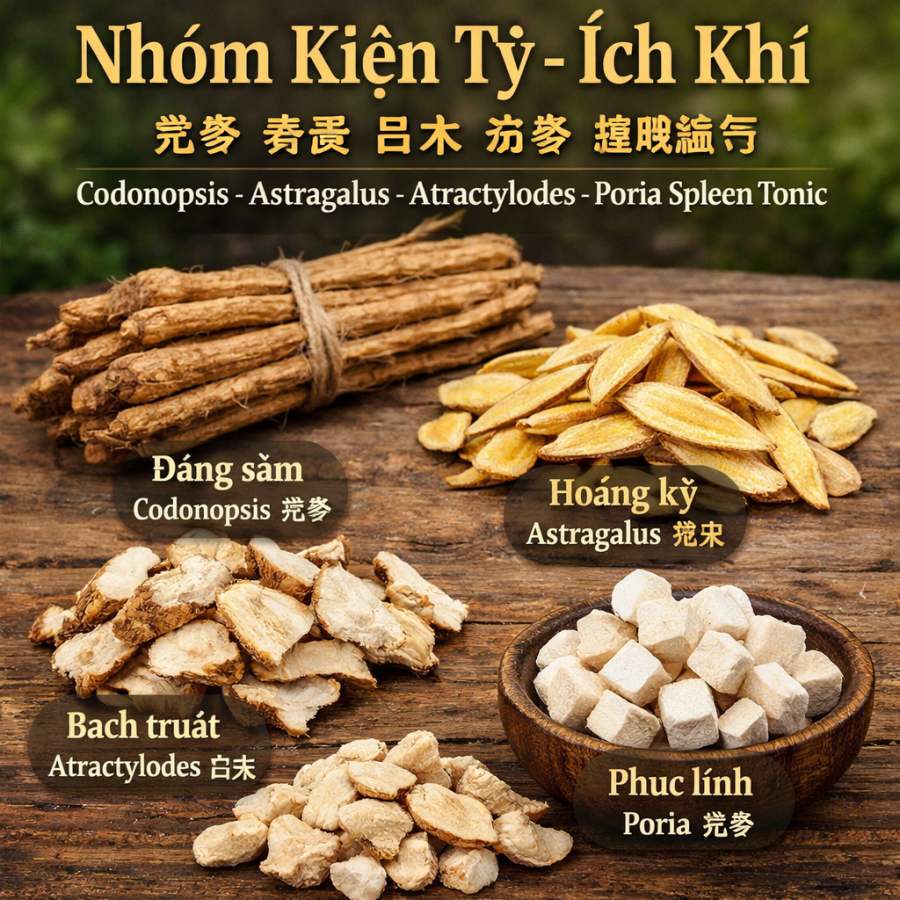 cơ chế kiện tỳ ích khí tăng hấp thu