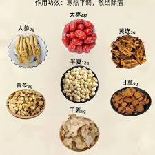 Bài thuốc Bán Hạ Gia Vị Thang gồm bán hạ, bách hợp, hạ khô thảo, tía tô, cao lương mễ