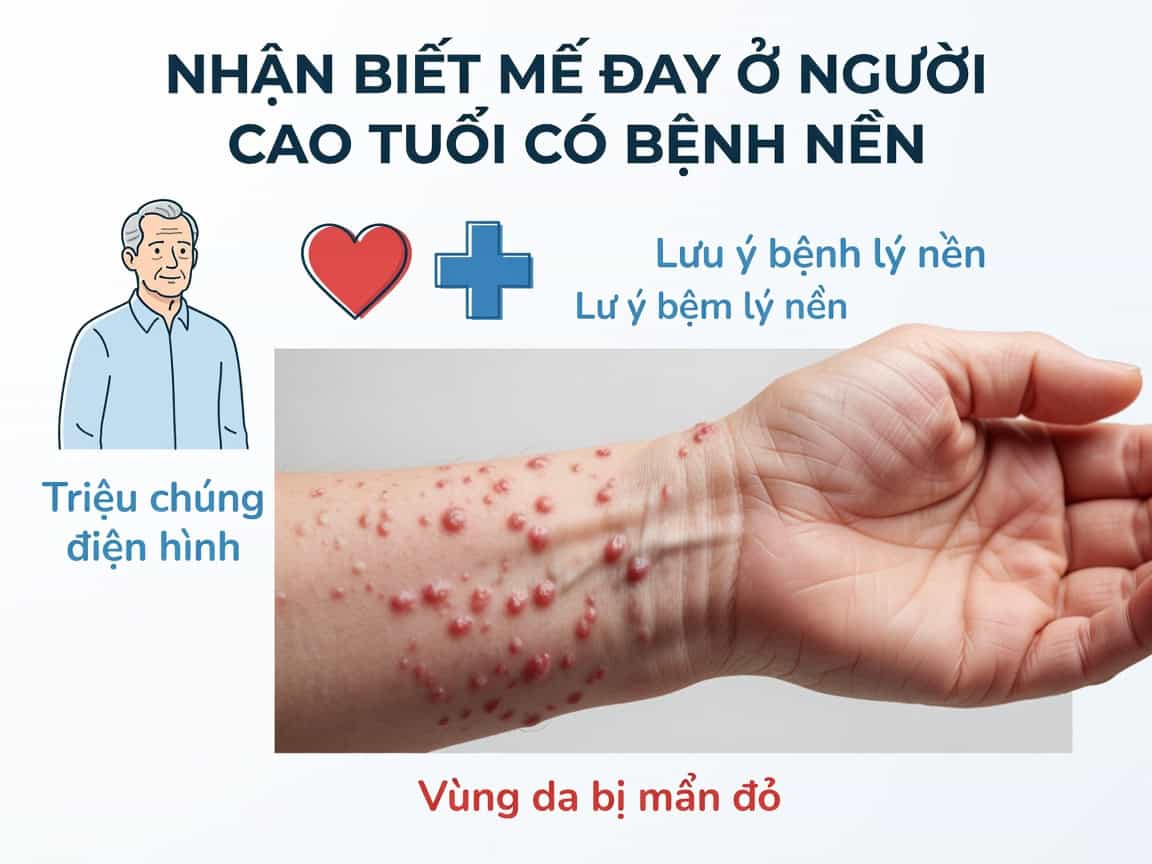 dấu hiệu mề đay khác bệnh nền ở người già: checklist nhận biết nhanh, dấu cảnh báo nguy hiểm và khi cần đi khám.