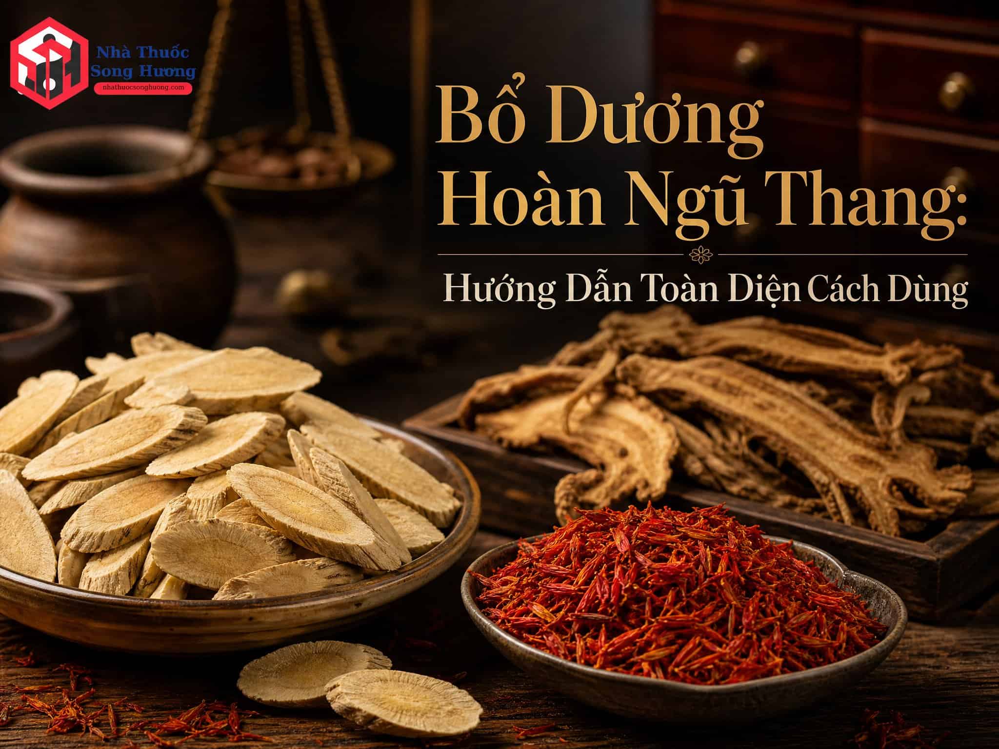 Hình ảnh các thành phần thảo dược trong Bổ Dương Hoàn Ngũ Thang.