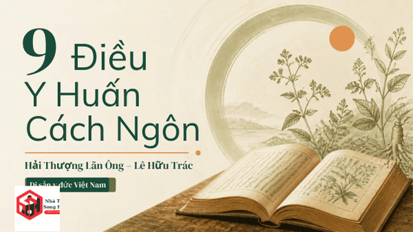 Hình ảnh sách cổ và cây cối thể hiện triết lý y học cổ truyền Việt Nam.